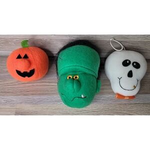 3 Rare Hallmark 1980's Halloween Bouncing Boo Buddies Frankenstein Skull Pumpkin